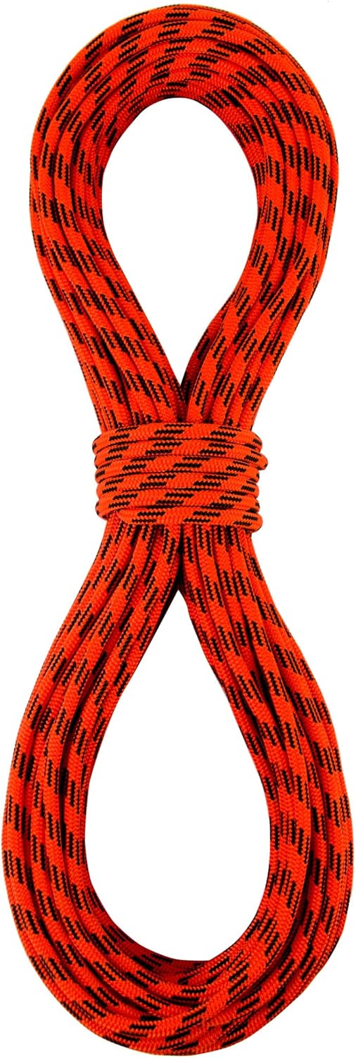 6mm Prusik Accessory Cord 30M (100ft) Rock Climbing Rope High Tensile Strength Rock Climbing Accessories Cord Double Braid Nylon Cord for Mountain Tree Climbing, Canyoneering,Fire Rescue 100FT 6mm-Orange