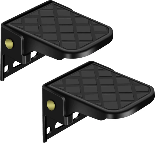 Folding Truck Bed Step,Camper Steps Folding, RV Steps, Trailer Folding Sateps, Tailgate Ladder for RV, Campers, Dump/Fatbed/Boat Trailer, Safety & Anti-Slip (2 Pack, Black) 2Pack