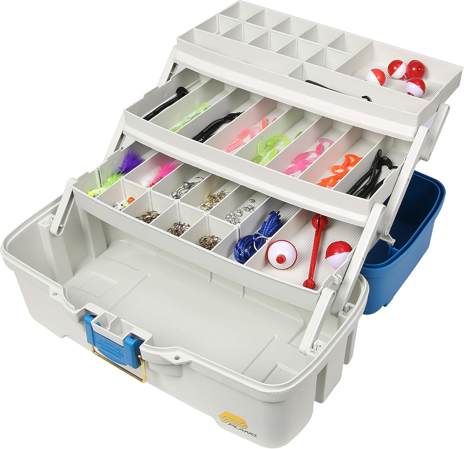 Ready-Set-Fish 3-Tray Tackle Box with Tackle, Aqua Blue/Tan, One Size