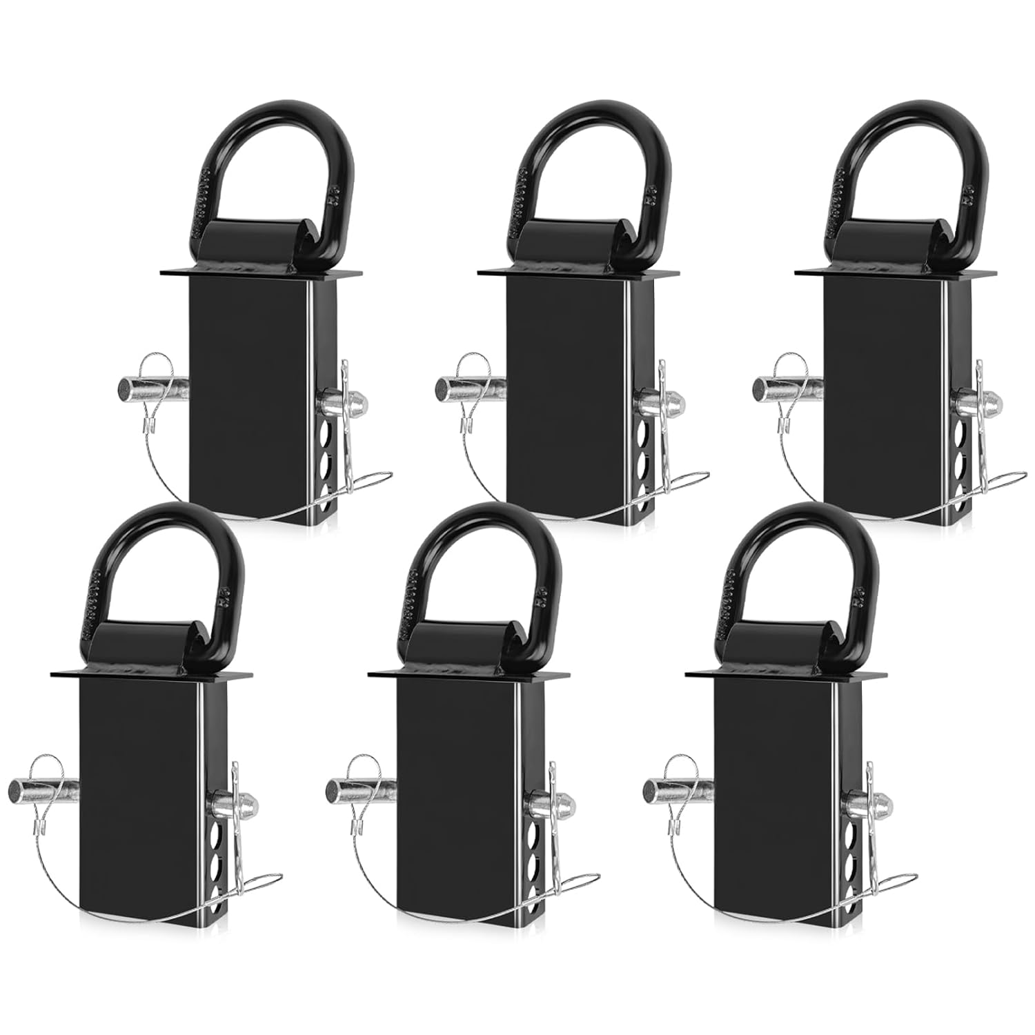 5/8" Heavy-Duty Stake Pocket D Rings with Anti-Loss Cord 4 Adjustable Hole 18,000 lbs Trailer Stake Pocket Tie-Down Utility for Flatbed Trucks and Trailers 6 Pack