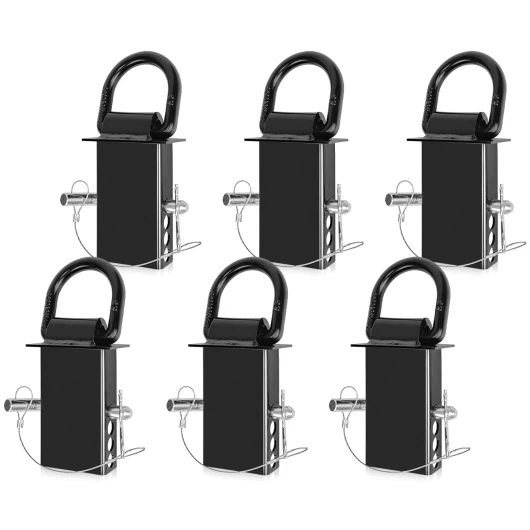 5/8" Heavy-Duty Stake Pocket D Rings with Anti-Loss Cord 4 Adjustable Hole 18,000 lbs Trailer Stake Pocket Tie-Down Utility for Flatbed Trucks and Trailers 6 Pack