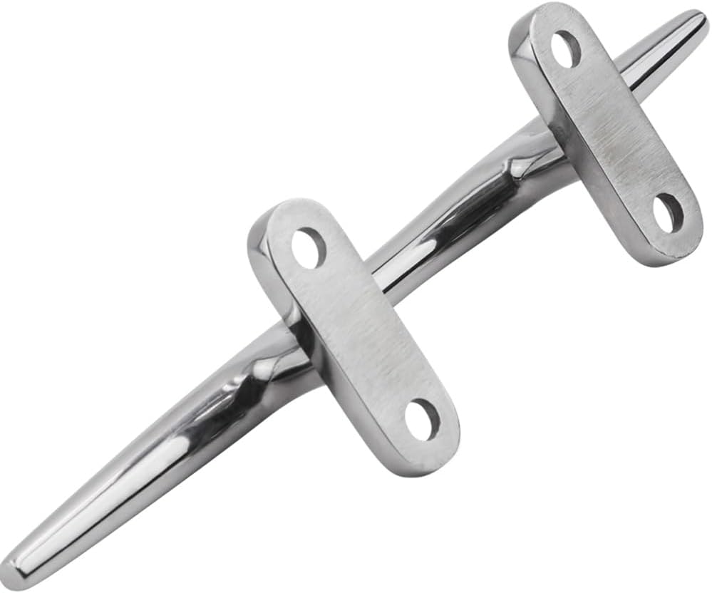 Boat Cleat 4 inch 5 inch 6 inch 8 inch 10 inch Open Base 316 Stainless Steel Dock Cleat Marine Grade Rope Cleat with Fasteners for Kayaks, Nautical Decor Silver 4 inch 4 Pack