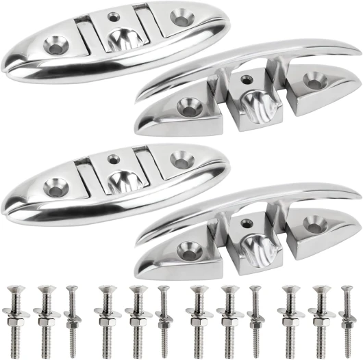 Boat Cleat 5" 6 inch 316 Stainless Steel Folding Cleats Marine Grade Rope Cleat Flip Up Dock Cleat for Boat Kayak and Decoration with Fastener