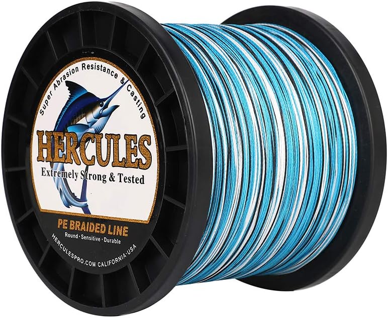 Cost-Effective Super Cast 8 Strands Braided Fishing Line 10LB to 300LB Test for Salt-Water,109/328/547/1094 Yards(100M/300M/500M/1000M),Diam.#0.12MM-1.2MM,Hi-Grade Performance,Variety Colors Blue Camo 150LB-0.62MM-1094YDS(1000M)-8 STRANDS