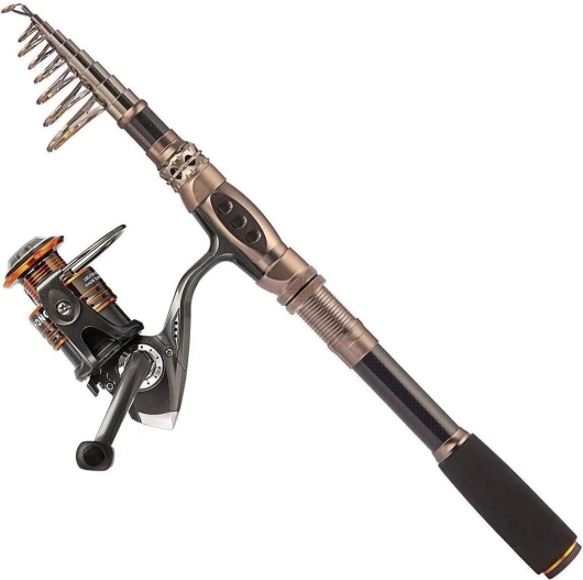 Fishing Rod and Reel Combos Carbon Fiber Telescopic Fishing Pole with Reel Combo Sea Saltwater Freshwater Kit Fishing Rod Kit Fishing rod+reel(No Lures&Line) 1.8M 5.91FT Ambidextrous