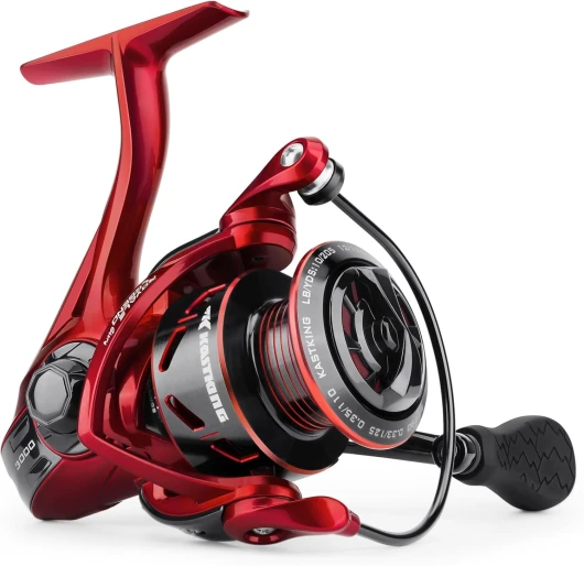 Royale Legend Fishing Reel - 5.2:1/6.2:1 Gear Ratio Spinning Reel, Up to 22 Lbs of Carbon Drag, 5+1/7+1 Stainless Steel Ball Bearings, Graphite Frame, Asymmetric Spinning Reel Rotor Design Red- 6.2:1- Royale Legend Glory 1000