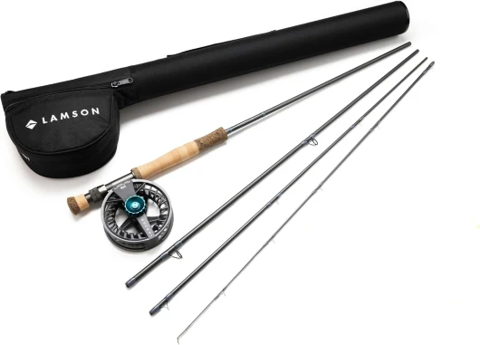 Liquid Max Combo Fast Action Fly Fishing Rod and Reel - Saltwater + All Water - Cordura Travel Tube & Padded Reel Case - 9 Foot 4-Piece - Fighting Butt - Fly Line Not Included 8 wt