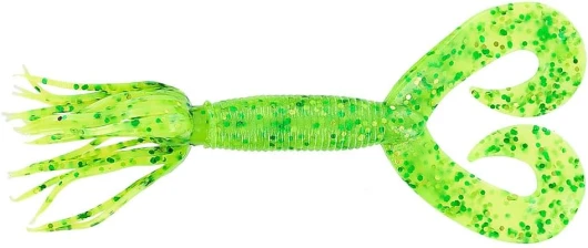 5" Double Tail Hula Grub - Realistic Easy-to-Use Soft Plastic Fishing Lure Bait with Free-Flowing Skirt - 10 Pack