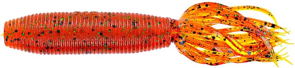 Yamamoto 4'' Fat Ika PUMPKIN W/ BLACK & GREEN FLAKE (10 PACK) 4 Inches