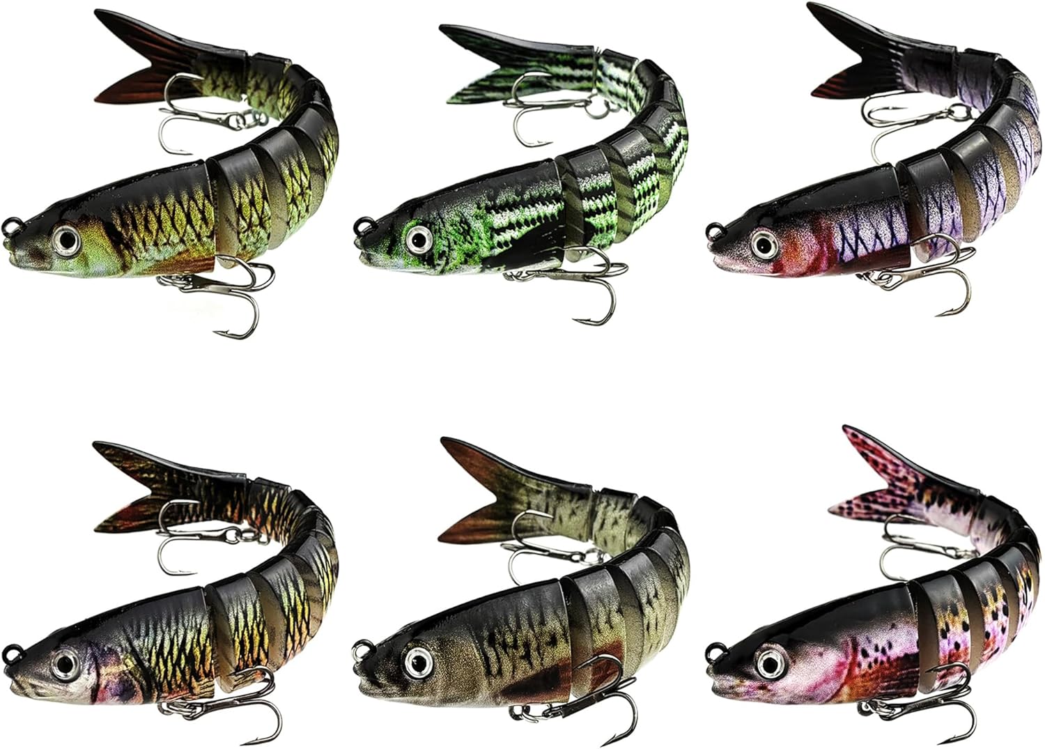 Topwater Swimbait Lures for Bass, Trout, Crappie, Pike, Walleye - Lifelike Action Freshwater Saltwater Artificial Fishing Bait with Storage Box Long version