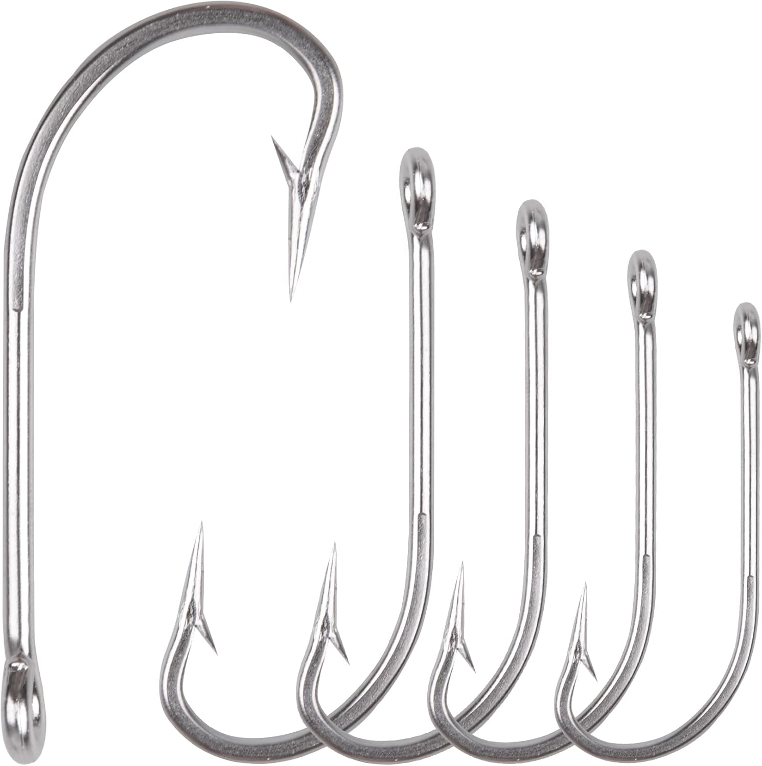 Saltwater Fishing J Hooks O'Shaughnessy Forged Extra Strong Stainless Steel Trolling Sea Bass Striper Snapper Fishing Hooks, Size 1/0-10/0 1/0-30pcs