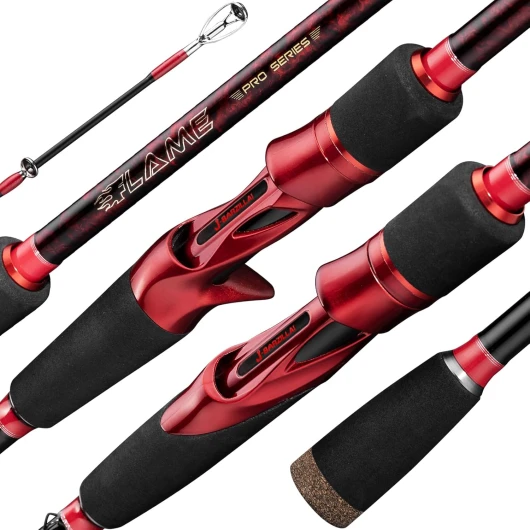 J BARZILLAI Flame One Piece Lure Fishing Rod 7ft Carbon Casting & Spinning Fishing Pole Lightweight High Sensitive Overhead Saltwater Freshwater Trout Bass One Piece Rods FMS701MF-7ft spinning
