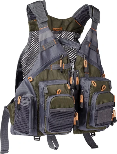 Strap Fishing Vest Adjustable for Men and Women, for Fly Bass Fishing and Outdoor Activities One Size Army Green