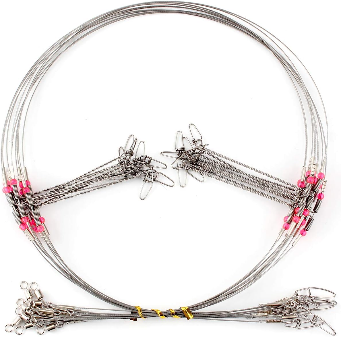 Fishing Leaders, Fish Line Stainless Steel Wire with Swivels Snap Connect Fishing Gear and Equipment Tackle Kit, for Lures Bait Rig Or Hooks, Fishing Gift 2 Arm Leader