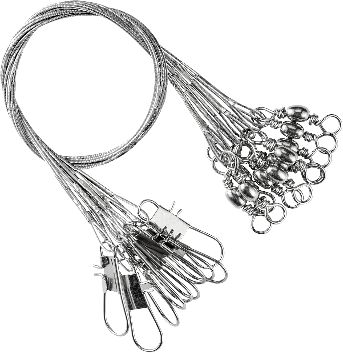 Freshwater Wire Fishing Leader Stainless Heavy Duty Wire Leader Fishing Saltwater Rigs Leaders Fishing Steel White Nickel #5 (11.8in-60lb) 30pcs