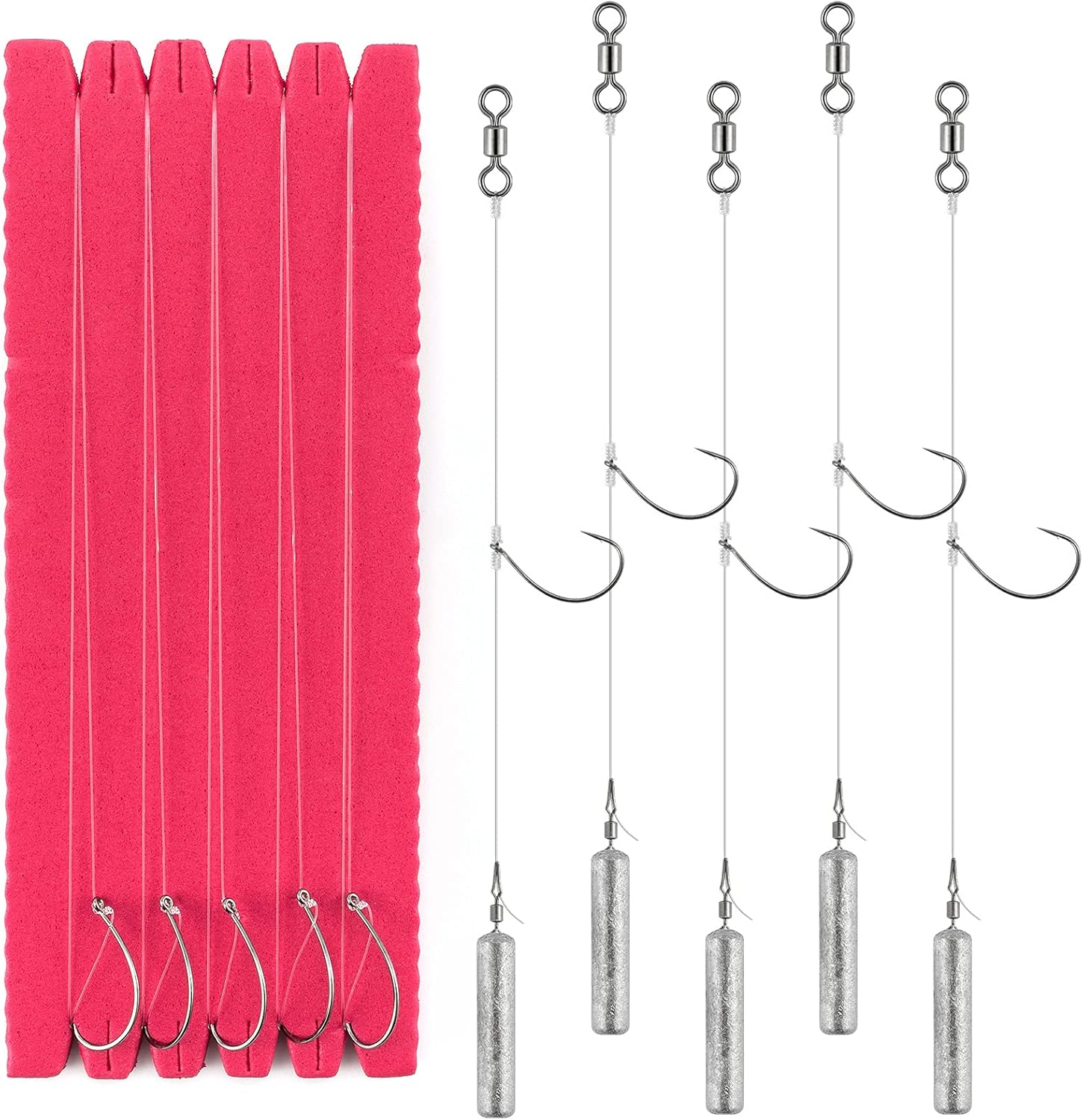 Dr.Fish 10 Pack Drop Shot Rig Bass Fishing Rig Snelled Hook Leader Line Fluorocarbon Swivel Sinker Plastic Worm Wacky Freshwater 3/8oz Drop Shot Rig #1 Hook-3/8oz(10 Rigs)