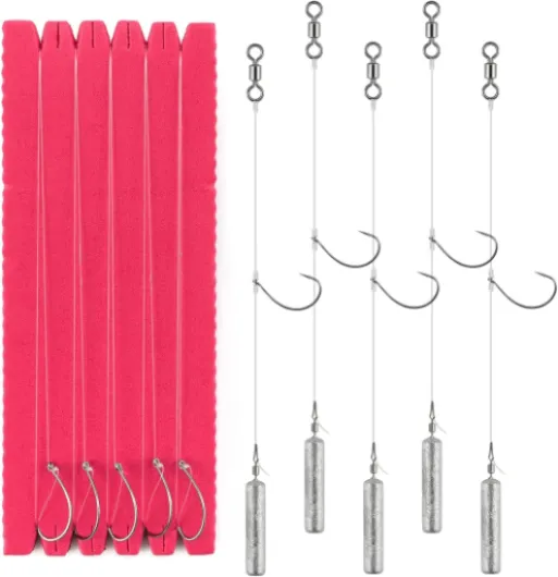 Dr.Fish 10 Pack Drop Shot Rig Bass Fishing Rig Snelled Hook Leader Line Fluorocarbon Swivel Sinker Plastic Worm Wacky Freshwater 3/8oz Drop Shot Rig #1 Hook-3/8oz(10 Rigs)
