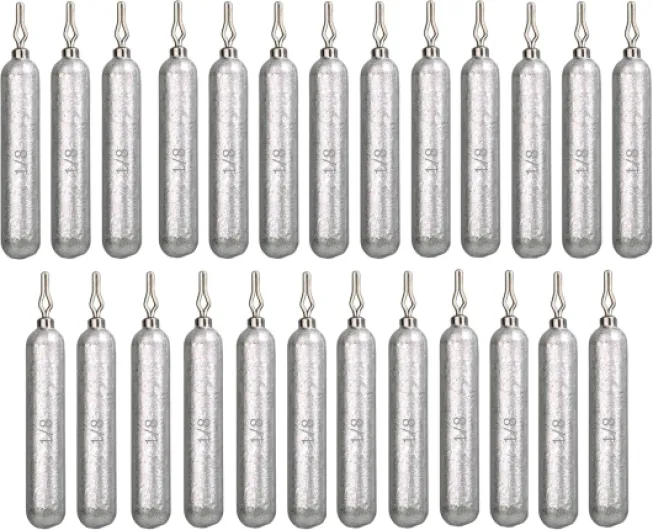 Drop Shot Weights - Saltwater and Freshwater Dropshot Fishing Sinkers - Skinny Pencil Shaped - Snagless Sinker Rig Fishing Weights for Bass Fishing Lures or Other Fish A: 25-PACK (1/8oz)