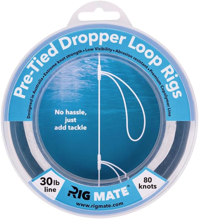 30 lb Pre-Tied Dropper Loop Rigs - Fishing Line Spool - Loops 18 Inches Apart with 5.5 Inch Loop Size - Perfect for Saltwater & Freshwater Fishing - Perfect for Snapper & Other Bottom Feeding Fish.