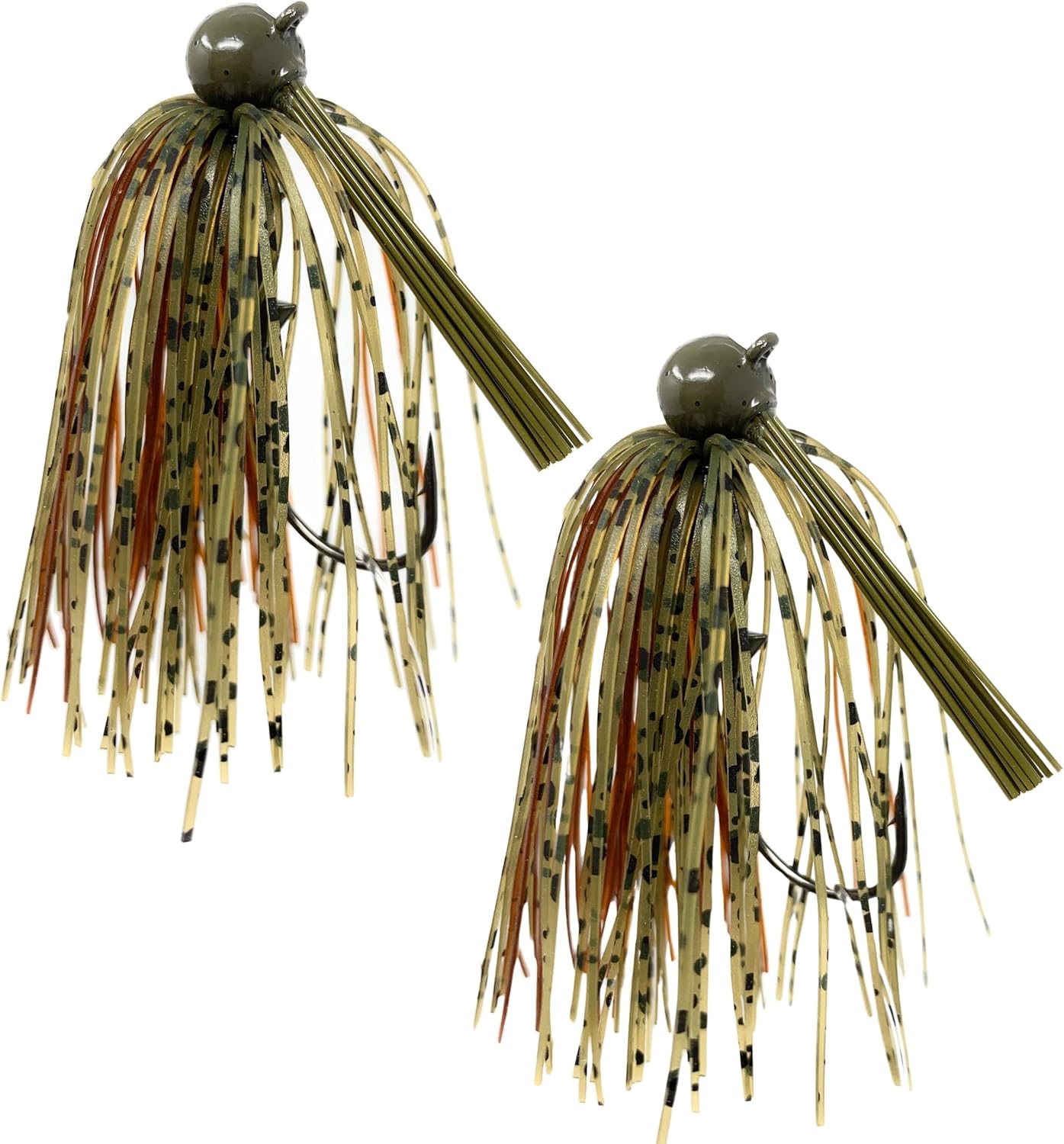 Tungsten Football Jigs for Bass Fishing - Weedless Bait Design 97% Pure Tungsten Foot Ball Jig Head Fishing Lures and Silicone Skirt - Also Pike, Walleye and Muskie and More (2-Pack) 3/8 oz (2-pack) Dark pumpkin/brown