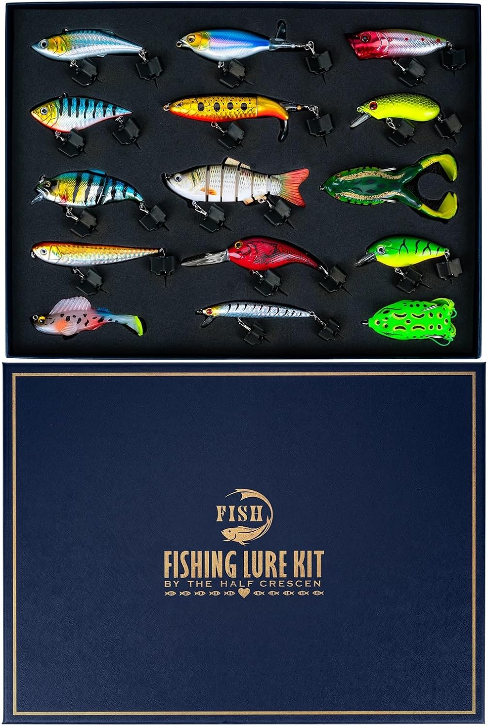 Fishing Lures Kit for Diving Bass/Trout/Pike with Lifelike Action, Fishing Gear Set for 2025 Xmas Hard /Soft Bait 1