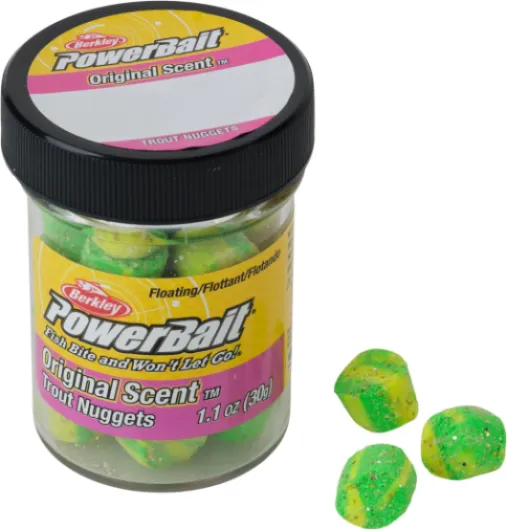 PowerBait Power Nuggets Fishing Dough Bait, Assorted Colors, Scent Dispersion Technology, Irresistible Scent and Flavor, Moldable and Easy to Use Lime Twist One Size