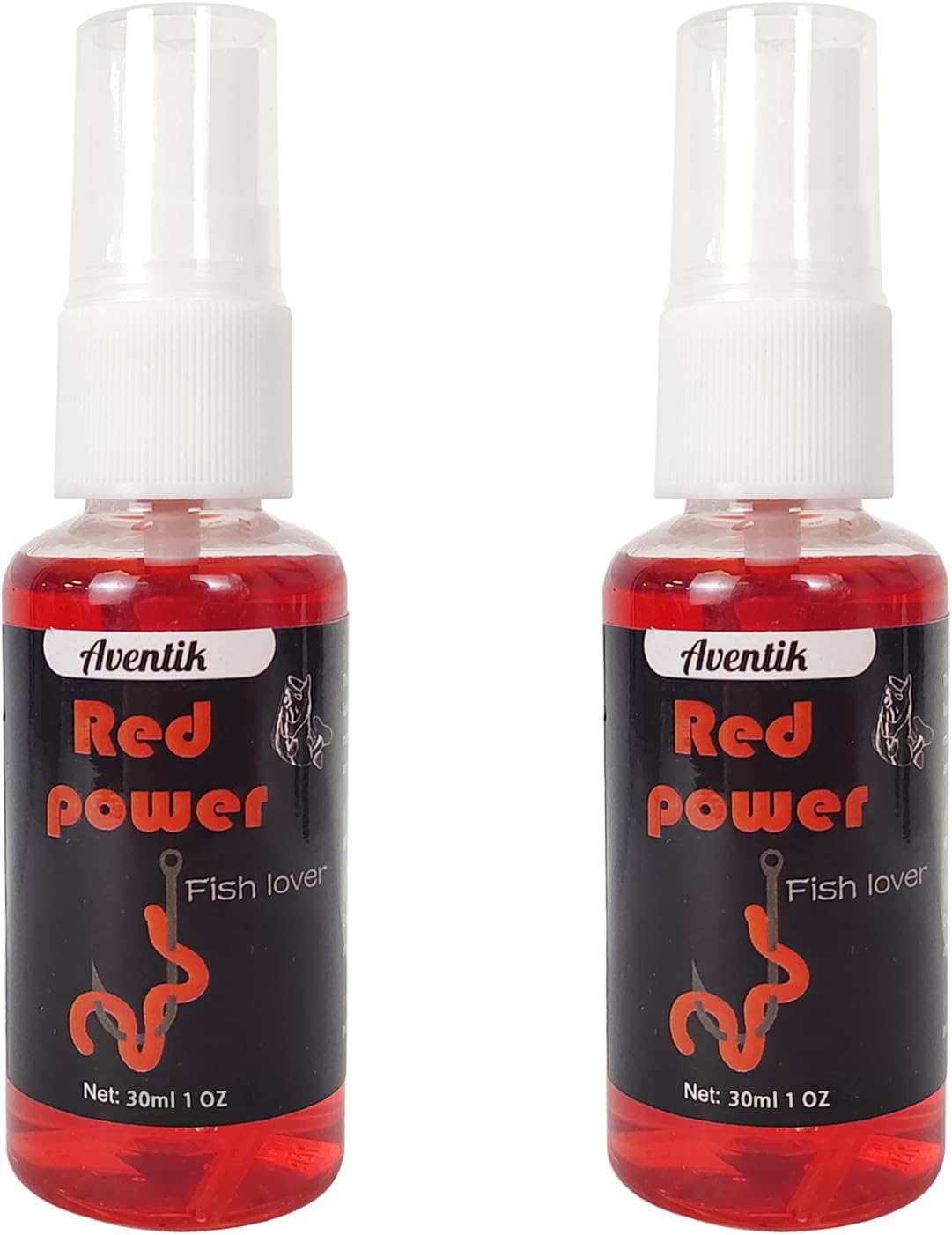Fish Attractant Spray, for Fishing Bait or Lure, Ultimate Year-Round Effective, Add Active Amino Acids to Enhance Smell and Attract Bites, Suitable for Multi Fish and Fishing Styles Red Power 1oz(2pcs)