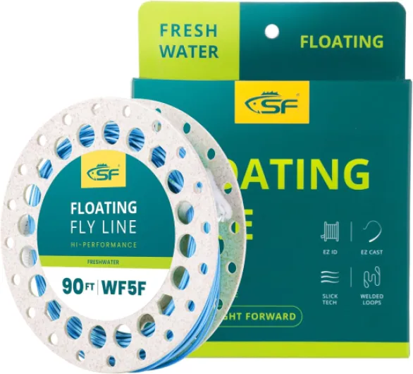 Fly Fishing Line with Two Welded Loops Weight Forward Floating Fly Lines Trout 90FT WF2 3 4 5 6 7 8 9F Multi-Color Freshwater Sky Blue WF5F 90FT