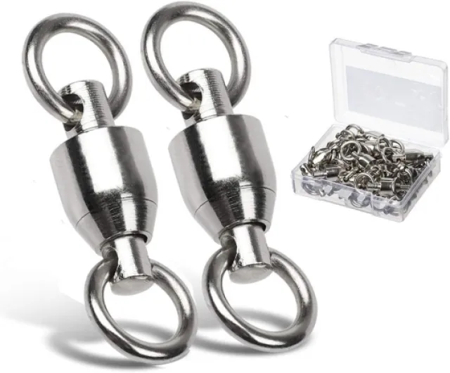 Ball Bearing Swivels Connector High Strength Stainless Steel Solid Welded Rings Barrel Swivels Saltwater Freshwater Fishing Size0 (31lb) 25 pcs