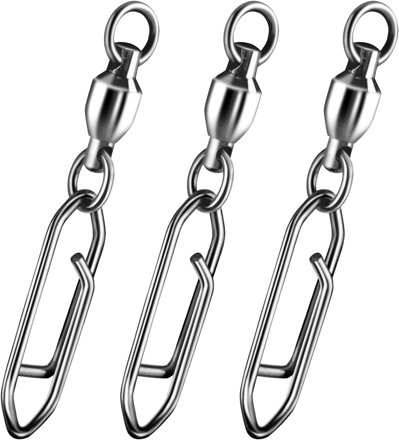 Alwonder 30-Pack Fishing Speed Clips Quick Change Snap Swivels, Ball Bearing Swivel Power Clips Fishing Snap Swivels Freshwater Saltwater Crankbait Popper Lures Quick Snaps Connectors Tackle Size 1+S (44LB) 30pcs