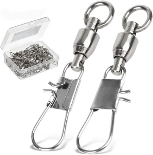 Fishing Swivels with Interlock Snap Ball Bearing Swivels Fishing Snap Swivels Saltwater Freshwater Fishing Tackle Leader Lure Jigs Line Fishing Connector size0 (20lb) 25 pcs