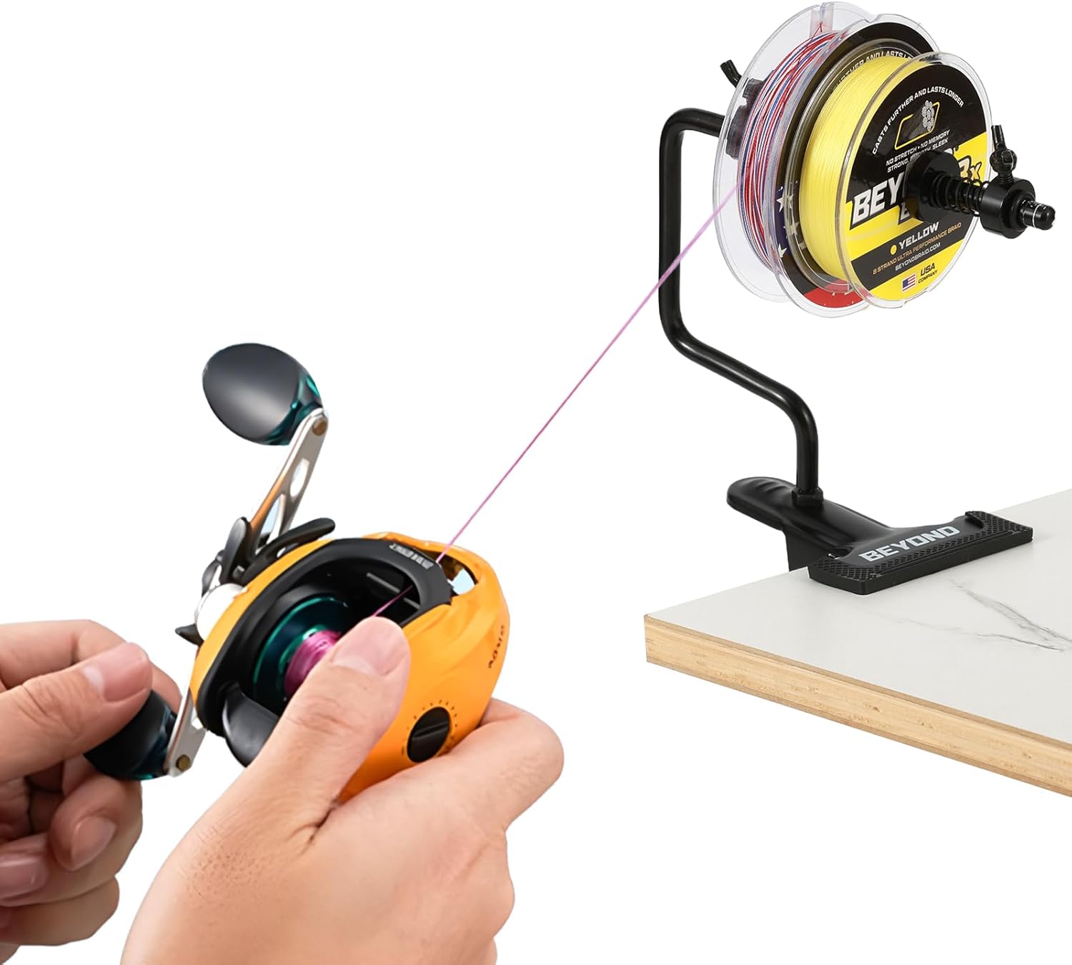 EZ Fishing Line Spooler – Portable Table Mounted Reel Spooler for Spinning & Baitcasting Reels – Adjustable to Fit Multiple Size Spools of Fishing Line 1-Pack