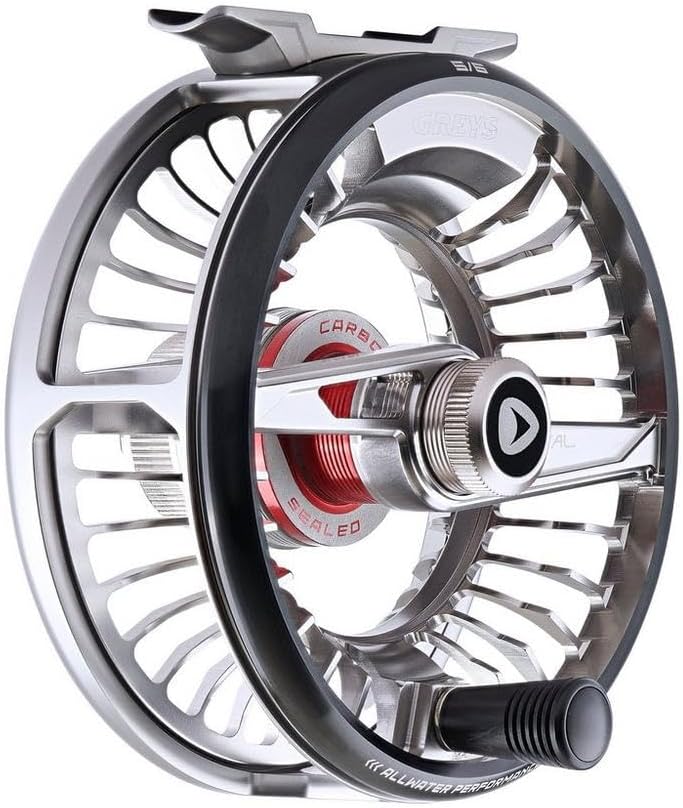 Greys Tital Fly Fishing Reel, Large Arbor Fly Reel for Saltwater & Freshwater Fishing, Smooth Retrieve & Secure Spool Release, Carbon Disc Drag, Precision Bar Stock, Reel Pouch 7/8