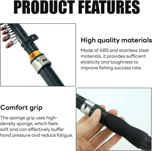 Telescopic Fishing Rod, Portable Mini Pocket Fishing Rod, Ice Fishing Pole, Retractable Jigging Rod, Mini Sea Fishing Tools for Fishing Beginner and Angler (1.7M)