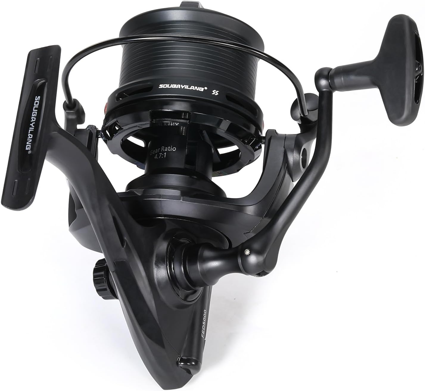 FED5000 Feeder Fishing Reel-13+1 Ball Bearings,4.7:1 Gear Ratio,Anti-Twist & Balanced Rotor System,Graphite Hybrid Body,Aluminum Spool with Spare Spool & Double Line Clips for Carp Fishing
