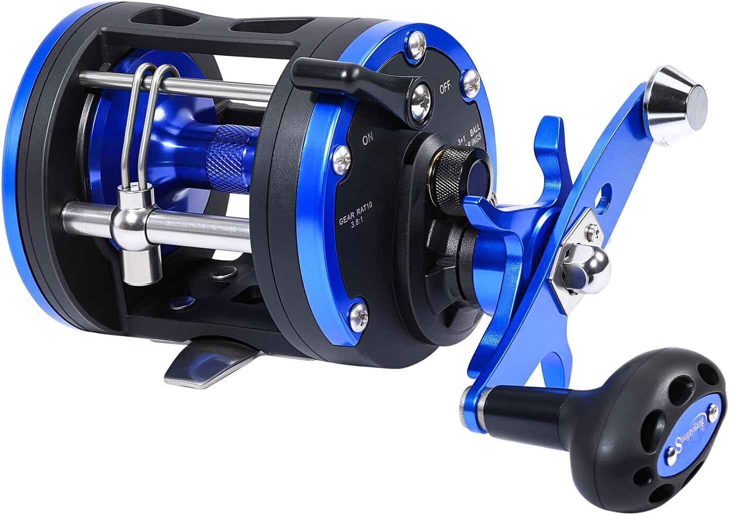 Trolling Reel, Smooth Powerful Boat Fishing Ocean Reel, Saltwater Level Wind Reels for Catfish, Musky, Sea Bass, Salmon Blue-LDT30-Left Hand