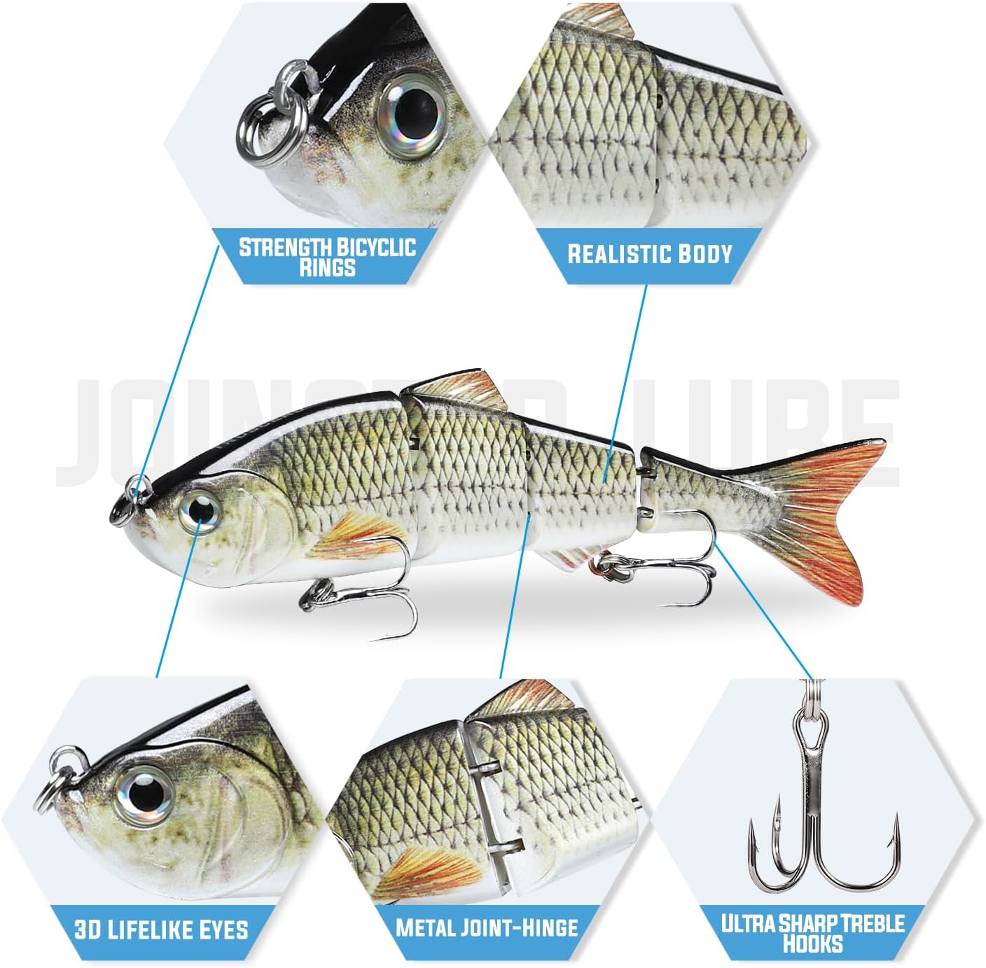 Easy Catch Swimmax,Noisy Turbulent Wiggling and Vibrating Actions for More Bites, Segmented Swimbait Jointed by Strongest Fiber Lifelike Fishing Lures for Family Fishing C1-12cm-17g